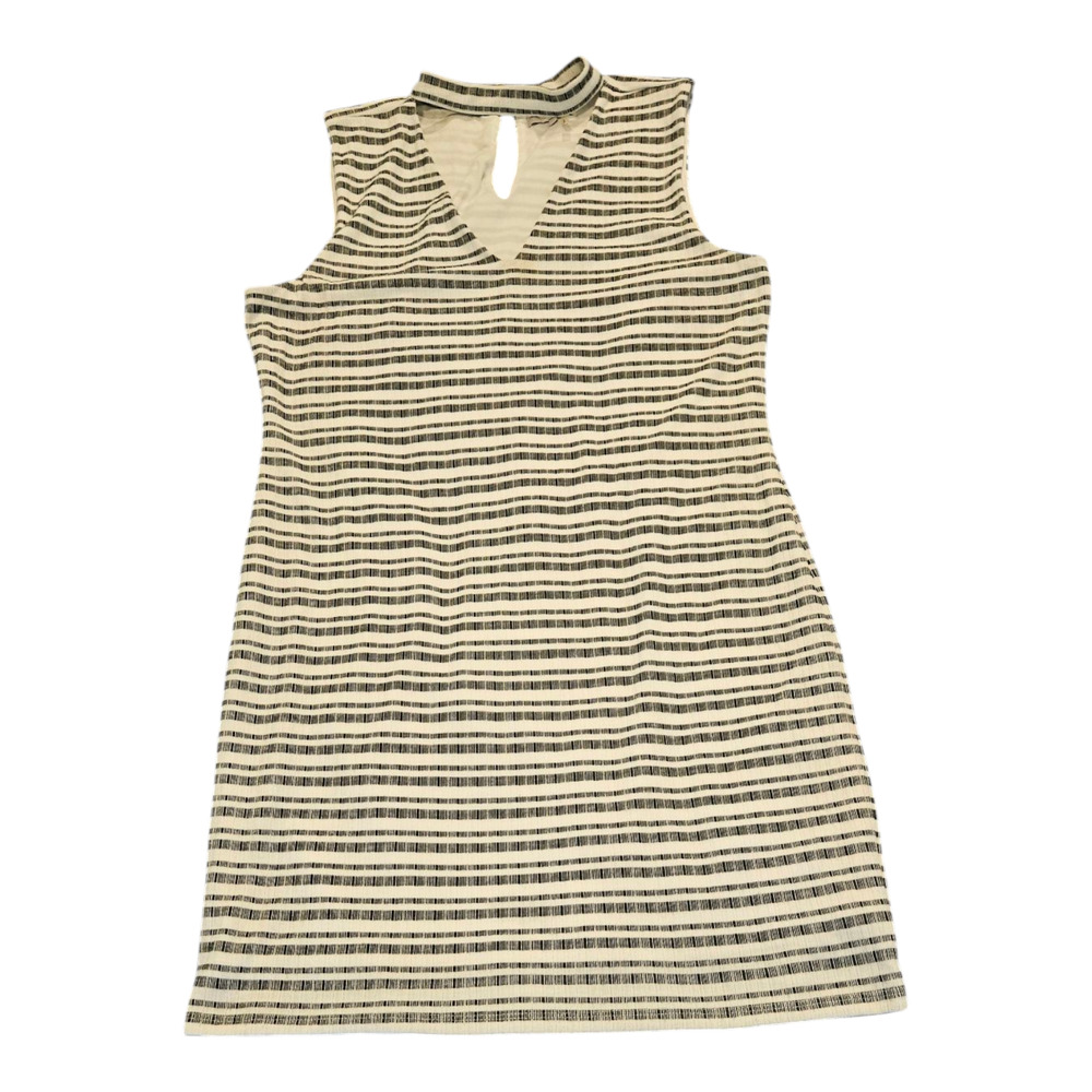 1. State Black and White Striped Sleeveless Mini Dress